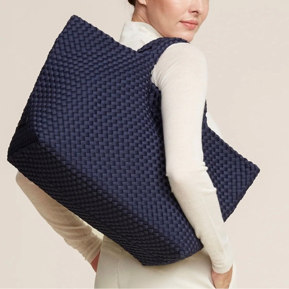 Naghedi Handbags - Naghedi Navy Woven Tote Bag